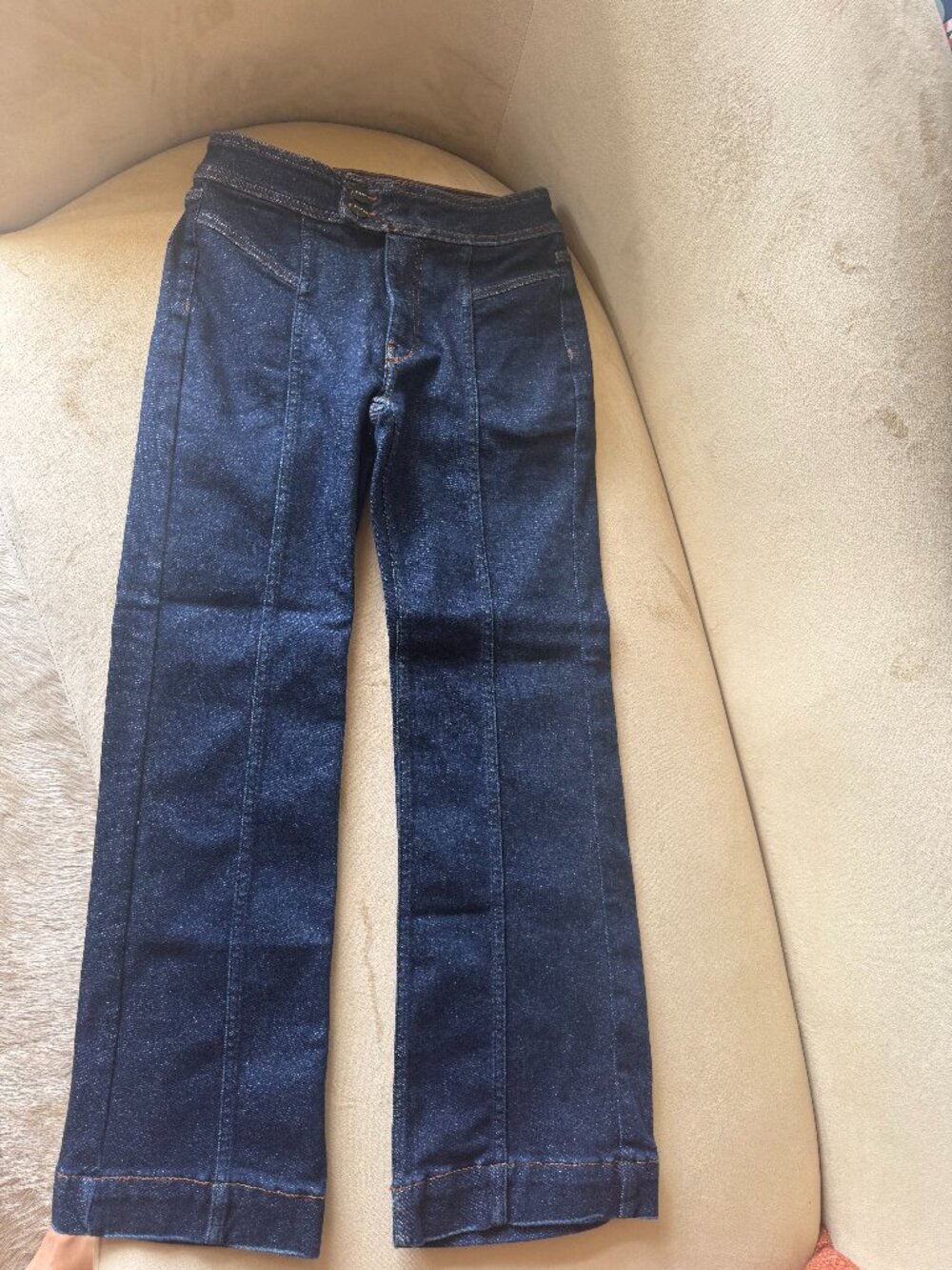 Anthropologie Pilcro Dark Wash Seamed Cropped Flare Bootcut Jeans Size 28